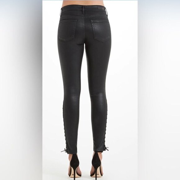 A.G. Adriano Goldshmied Farrah Black skinny Ankle Side Lace leather Jeans 28 R - Picture 16 of 16